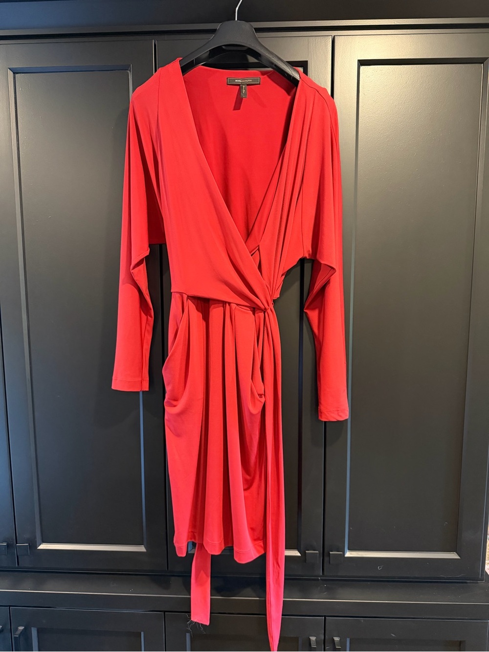 BCBGMaximria Red Long-Sleeve Dress (size 10)